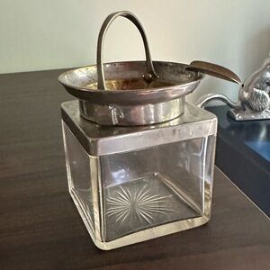 Vintage ashtray - metal and heavy glass